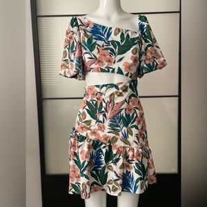 SHEIN Frenchy Floral Print Ruffle Hem Cami Dress M